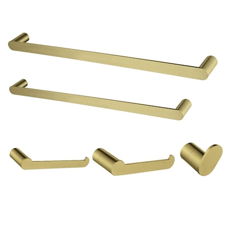 Kingston Brass BAHK6112478BB 5-Piece Bathroom Accessory Set, Brushed Brass BAHK6112478BB